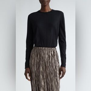 Lafayette 148 New York 100% CASHMERE Knit Lightweight Black Sweater sz S EUC